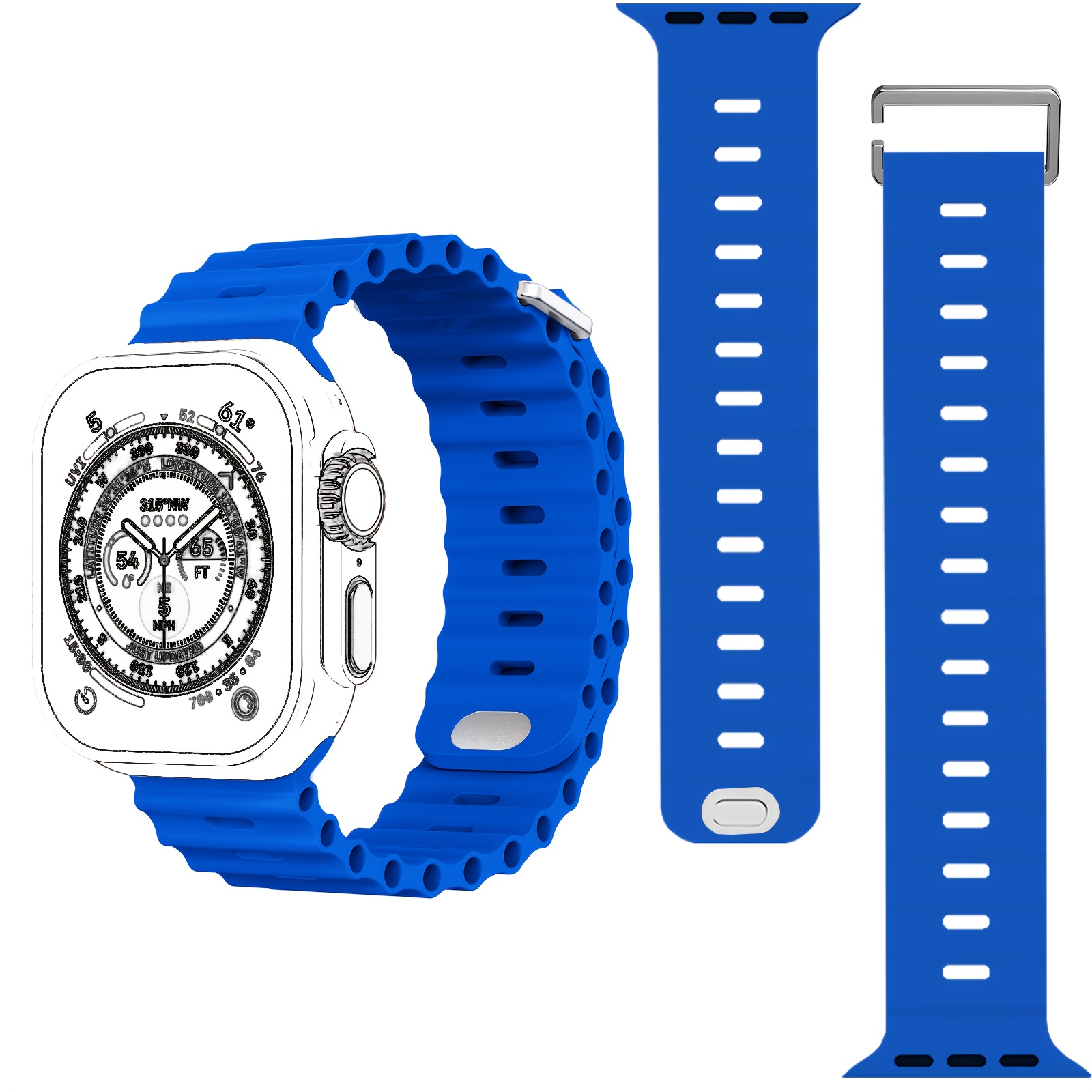1pc Sport Ocean Silicone Strap, Suitable for Apple Watch Replacement Band, Compatible with 44u002F45u002F46u002F49u002F42u002F41u002F38mm Men'su002FWomen's iWatch Series 10 9 8 7 6 5 4 3 2 1 SE - Image 13