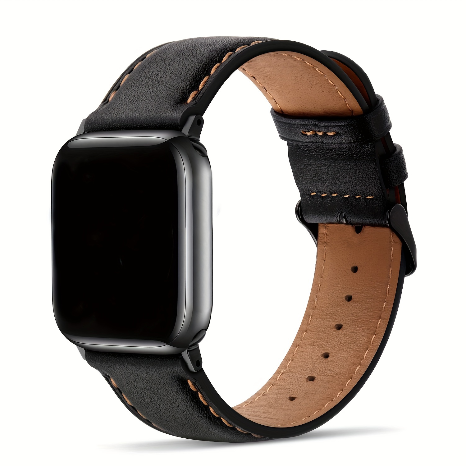 Vintage Crazy Horse Faux Leather Band for Apple Watch - Fashionable Replacement Strap Compatible with 38mm to 49mm Models, Including SE Series & Generations 1-9, Faux Leather Watch Strap - Image 6