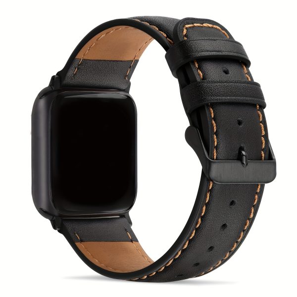 Vintage Crazy Horse Faux Leather Band for Apple Watch - Fashionable Replacement Strap Compatible with 38mm to 49mm Models, Including SE Series & Generations 1-9, Faux Leather Watch Strap