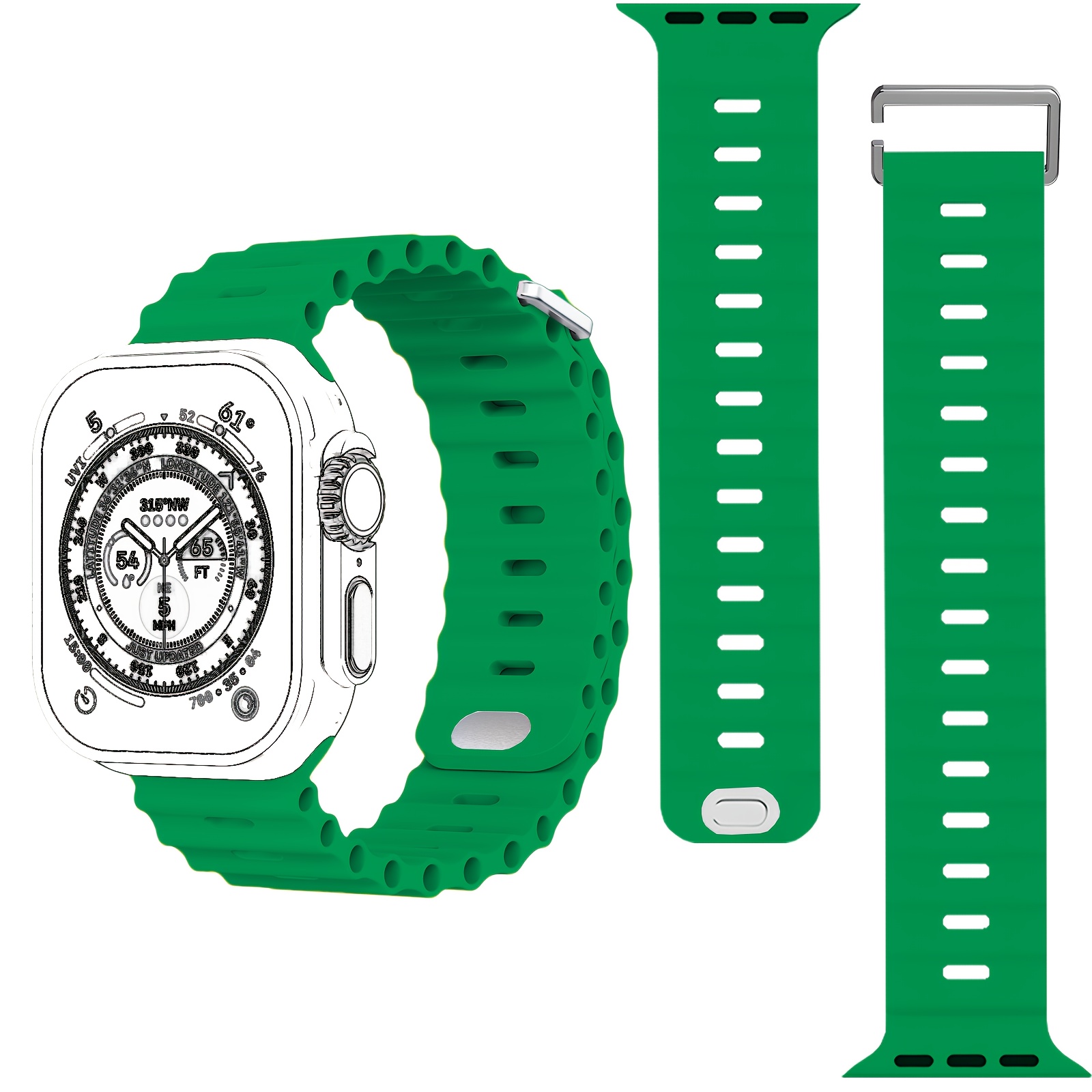1pc Sport Ocean Silicone Strap, Suitable for Apple Watch Replacement Band, Compatible with 44u002F45u002F46u002F49u002F42u002F41u002F38mm Men'su002FWomen's iWatch Series 10 9 8 7 6 5 4 3 2 1 SE - Image 29