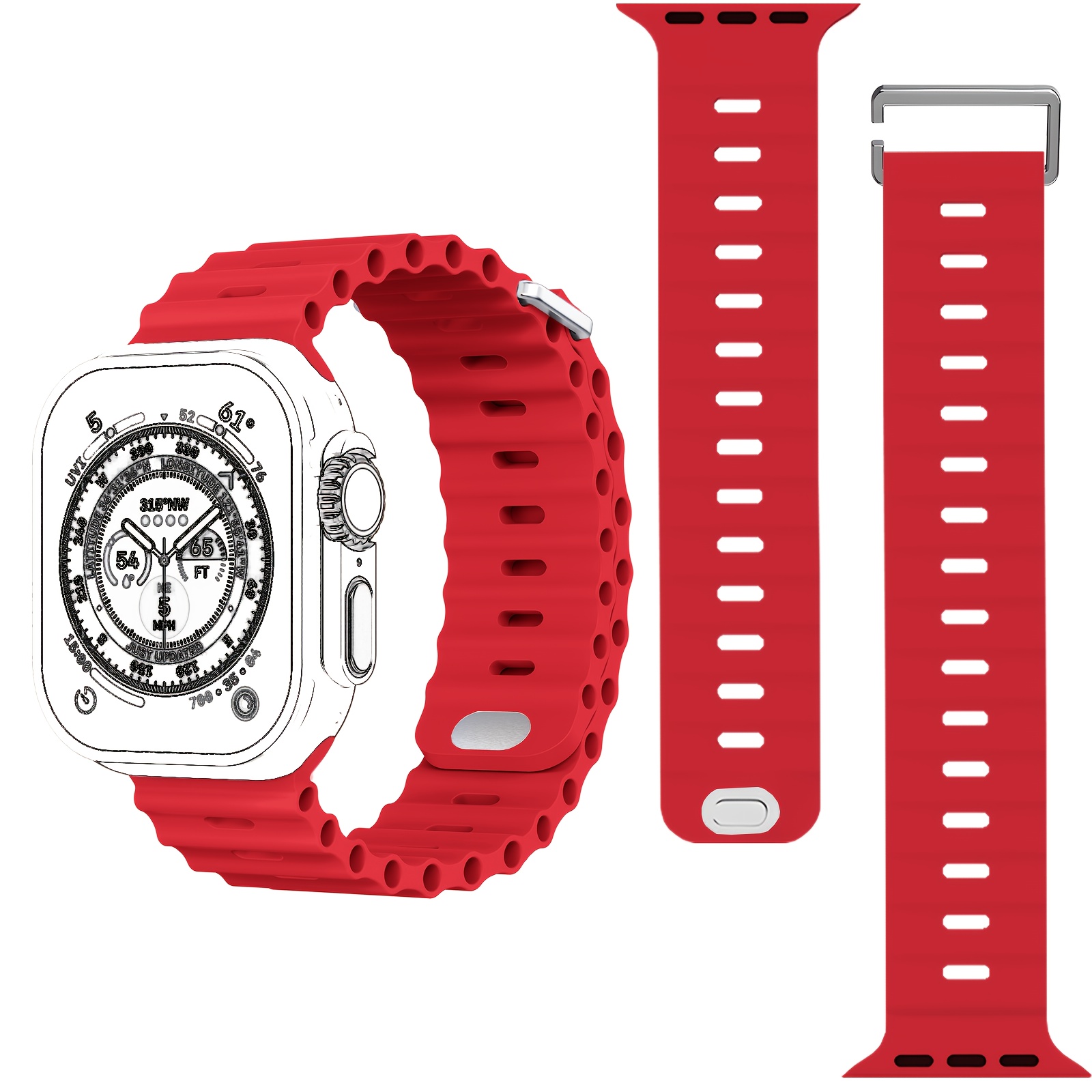1pc Sport Ocean Silicone Strap, Suitable for Apple Watch Replacement Band, Compatible with 44u002F45u002F46u002F49u002F42u002F41u002F38mm Men'su002FWomen's iWatch Series 10 9 8 7 6 5 4 3 2 1 SE - Image 17