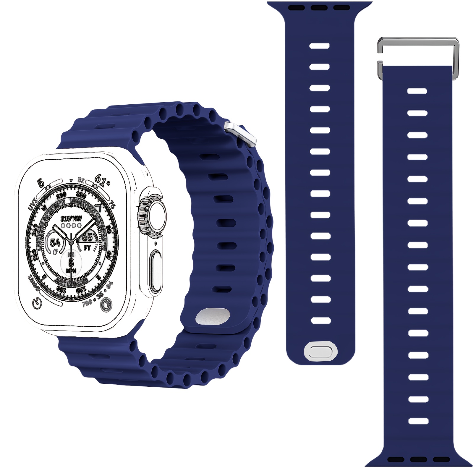 1pc Sport Ocean Silicone Strap, Suitable for Apple Watch Replacement Band, Compatible with 44u002F45u002F46u002F49u002F42u002F41u002F38mm Men'su002FWomen's iWatch Series 10 9 8 7 6 5 4 3 2 1 SE - Image 25