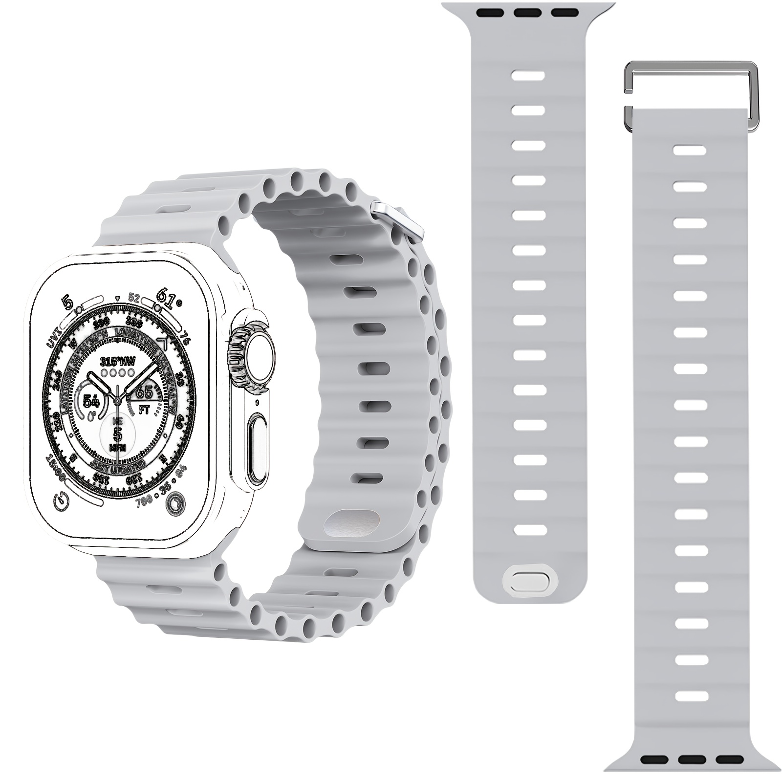 1pc Sport Ocean Silicone Strap, Suitable for Apple Watch Replacement Band, Compatible with 44u002F45u002F46u002F49u002F42u002F41u002F38mm Men'su002FWomen's iWatch Series 10 9 8 7 6 5 4 3 2 1 SE - Image 27