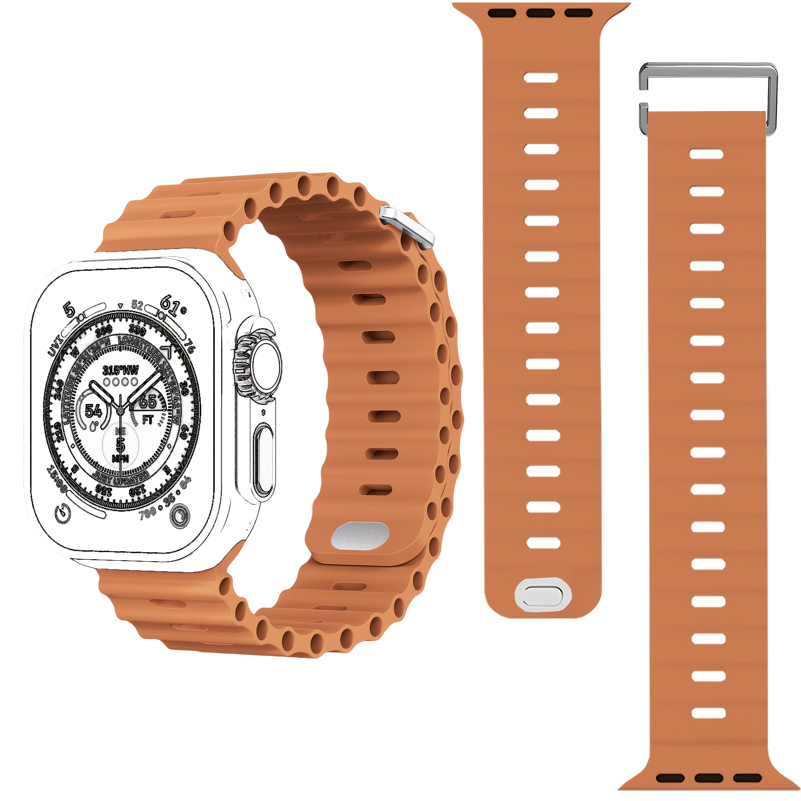 1pc Sport Ocean Silicone Strap, Suitable for Apple Watch Replacement Band, Compatible with 44u002F45u002F46u002F49u002F42u002F41u002F38mm Men'su002FWomen's iWatch Series 10 9 8 7 6 5 4 3 2 1 SE - Image 28