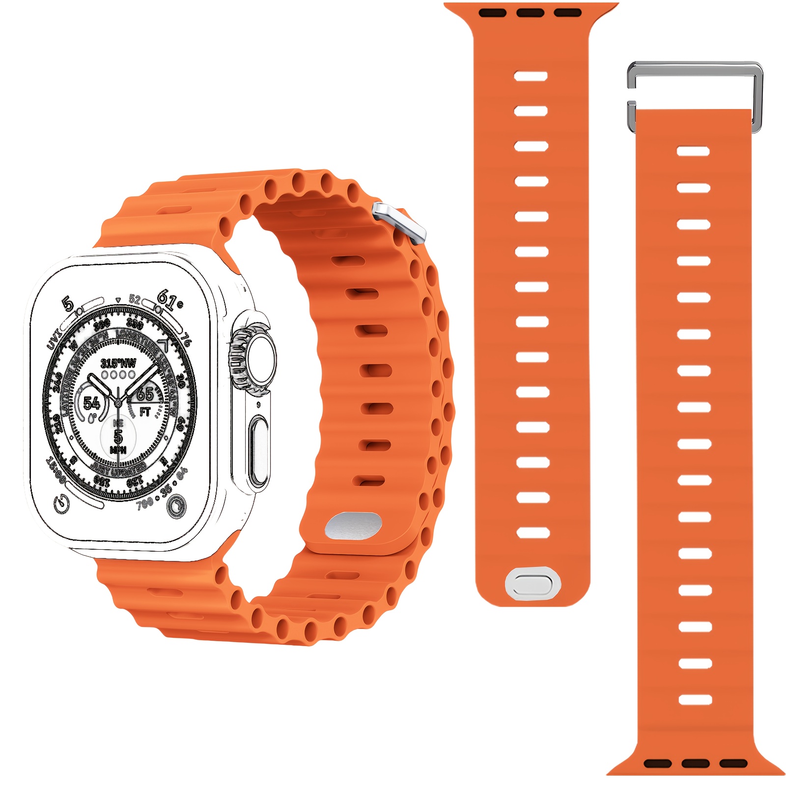1pc Sport Ocean Silicone Strap, Suitable for Apple Watch Replacement Band, Compatible with 44u002F45u002F46u002F49u002F42u002F41u002F38mm Men'su002FWomen's iWatch Series 10 9 8 7 6 5 4 3 2 1 SE - Image 15