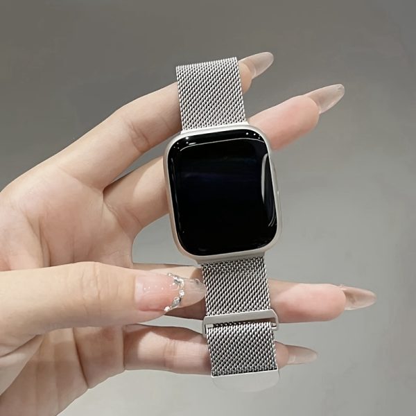 Fashion-Upgraded New Mesh Stainless Steel Watch Band, Compatible with Apple Watch Straps 38mm 40mm 41mm 42mm 44mm 45mm 46mm 49mm, Suitable for iWatch Ultrau002FSeries 2u002FSeries 11u002F10u002F9u002F8u002FSEu002F7u002F6u002F5u002F4u002F3u002F2u002F1, Stainless Steel Milanese Magnetic Loop Band