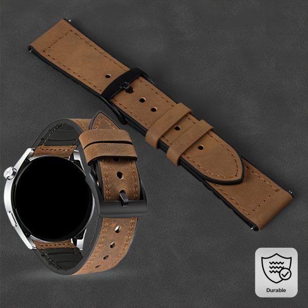 20mm 22mm Fashionable PU Leather Strap Watch Band with Deployant Clasp for Samsung Gear S3 Classicu002FFrontier, Gear Live, Galaxy Watch (46mm), Galaxy Watch 3 (45mm)u002FWatch4u002F5pro, Comfortable, and Durable Replacement Band, Smartwatch Accessory, Wearable Tech Accessory, Fashionable Wristband, Modern Watch Accessory, Comfortable Wrist Strap, Adjustable Watch Accessory, Stylish Professionals, Smartwatch Users