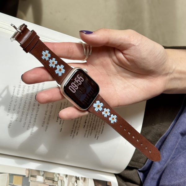 FEIZLINDAO for apple Watch Strap Fashionable Sakura Pattern Watch Band for Apple Watch Faux Leather Watch Strap Compatible with for apple Watchband 38 40 41 42 44 45 49Mm Suitable for Replacing for apple Watch Strap Ultra SE And Series 11u002F10u002F9u002F8u002F7u002F6