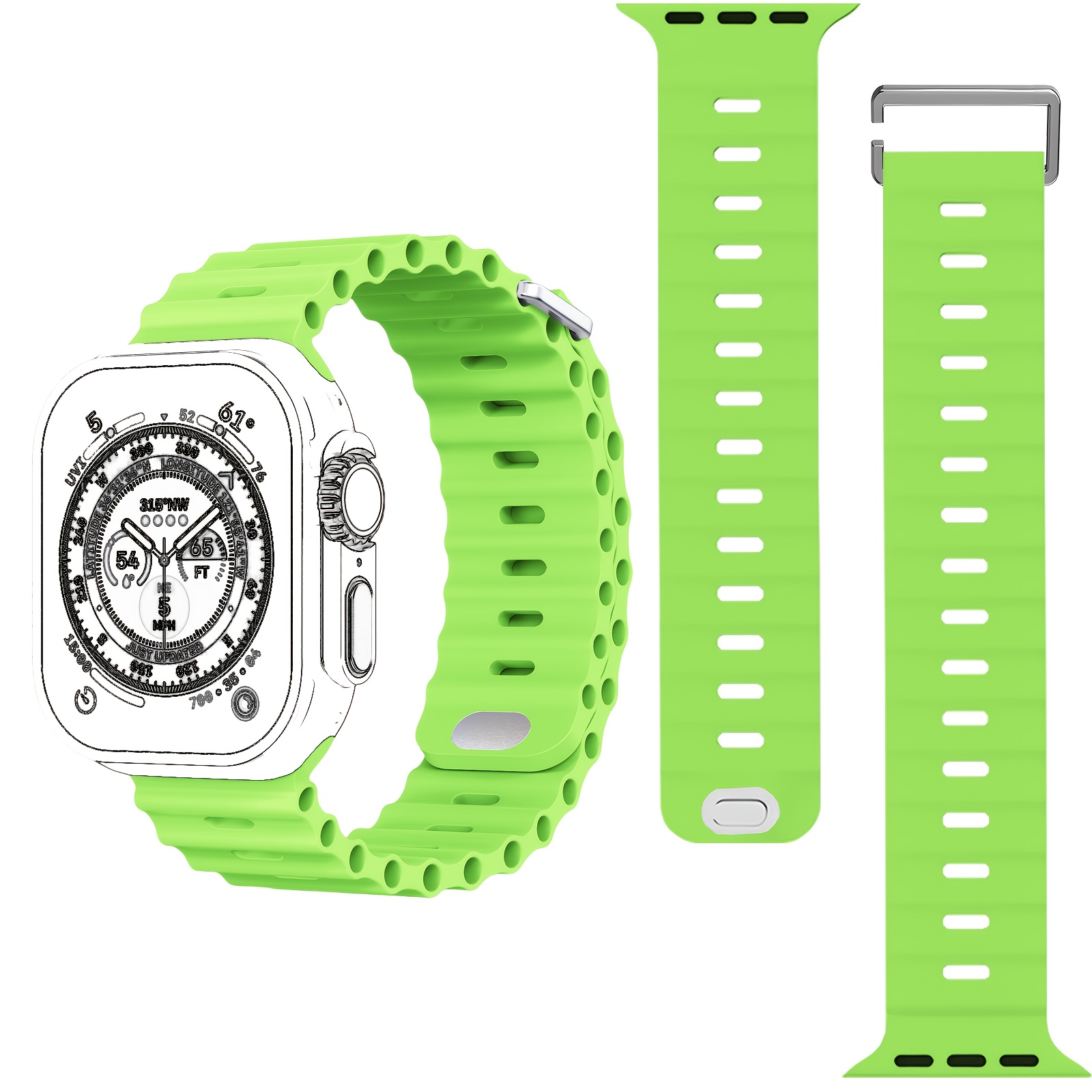 1pc Sport Ocean Silicone Strap, Suitable for Apple Watch Replacement Band, Compatible with 44u002F45u002F46u002F49u002F42u002F41u002F38mm Men'su002FWomen's iWatch Series 10 9 8 7 6 5 4 3 2 1 SE - Image 21
