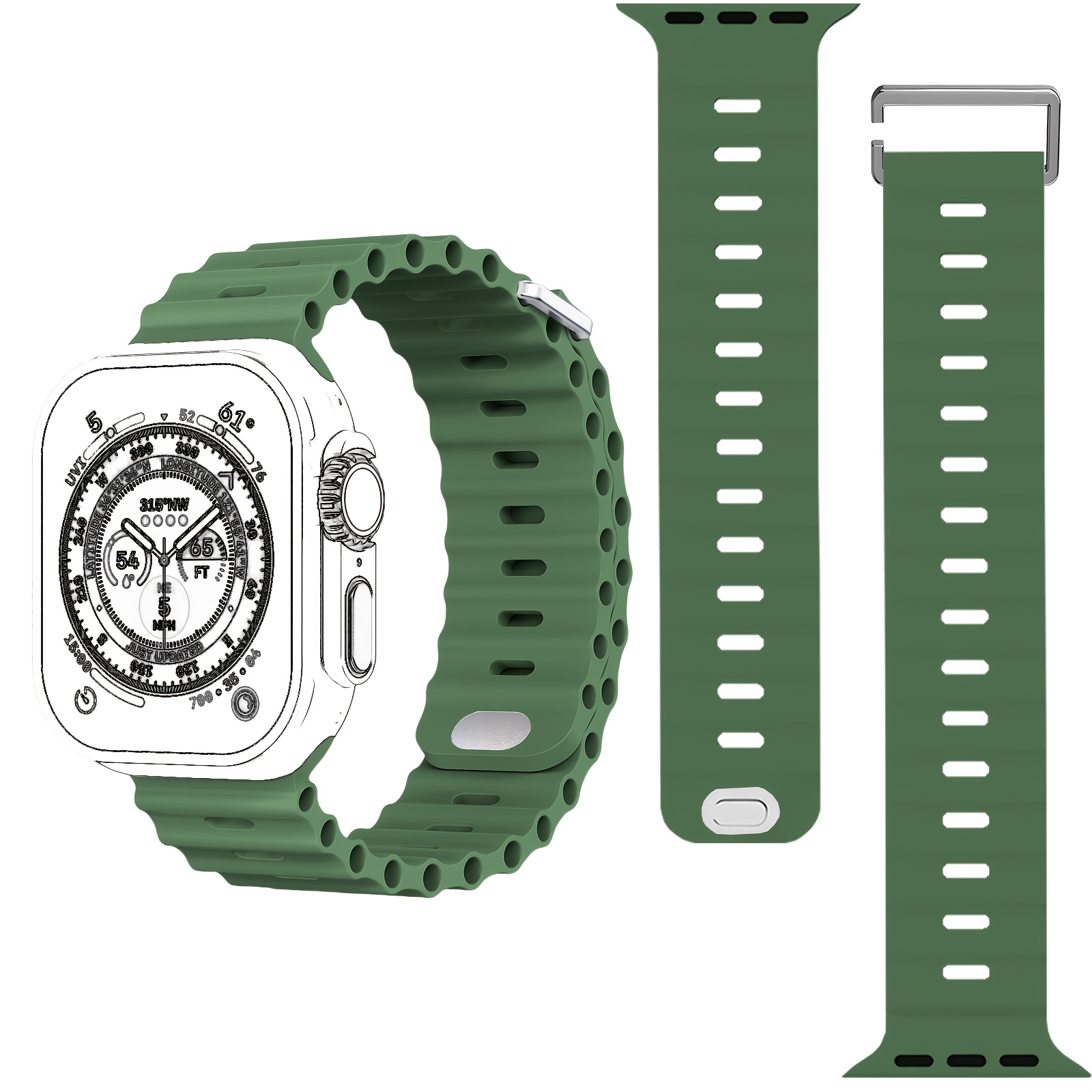 1pc Sport Ocean Silicone Strap, Suitable for Apple Watch Replacement Band, Compatible with 44u002F45u002F46u002F49u002F42u002F41u002F38mm Men'su002FWomen's iWatch Series 10 9 8 7 6 5 4 3 2 1 SE - Image 22