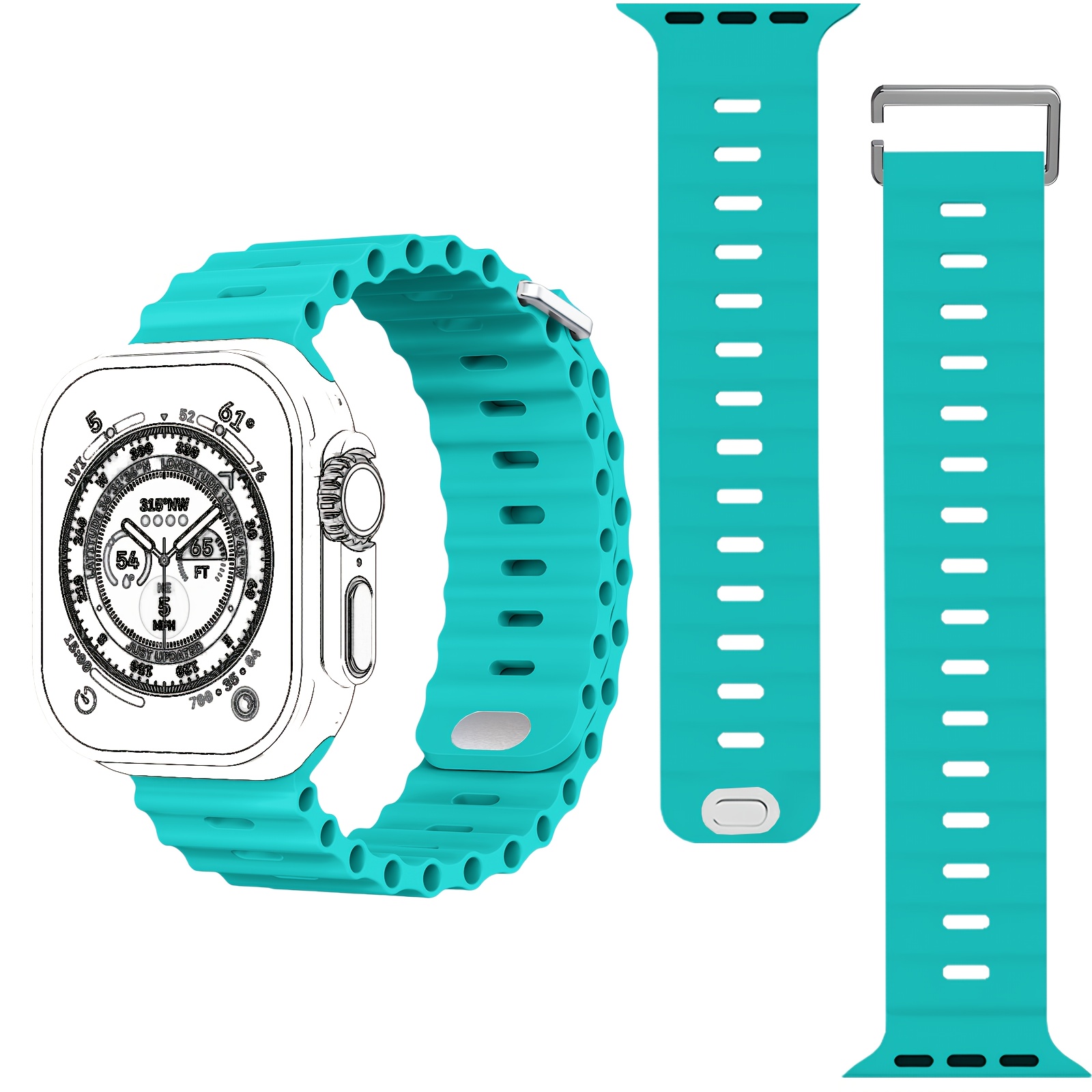 1pc Sport Ocean Silicone Strap, Suitable for Apple Watch Replacement Band, Compatible with 44u002F45u002F46u002F49u002F42u002F41u002F38mm Men'su002FWomen's iWatch Series 10 9 8 7 6 5 4 3 2 1 SE - Image 23