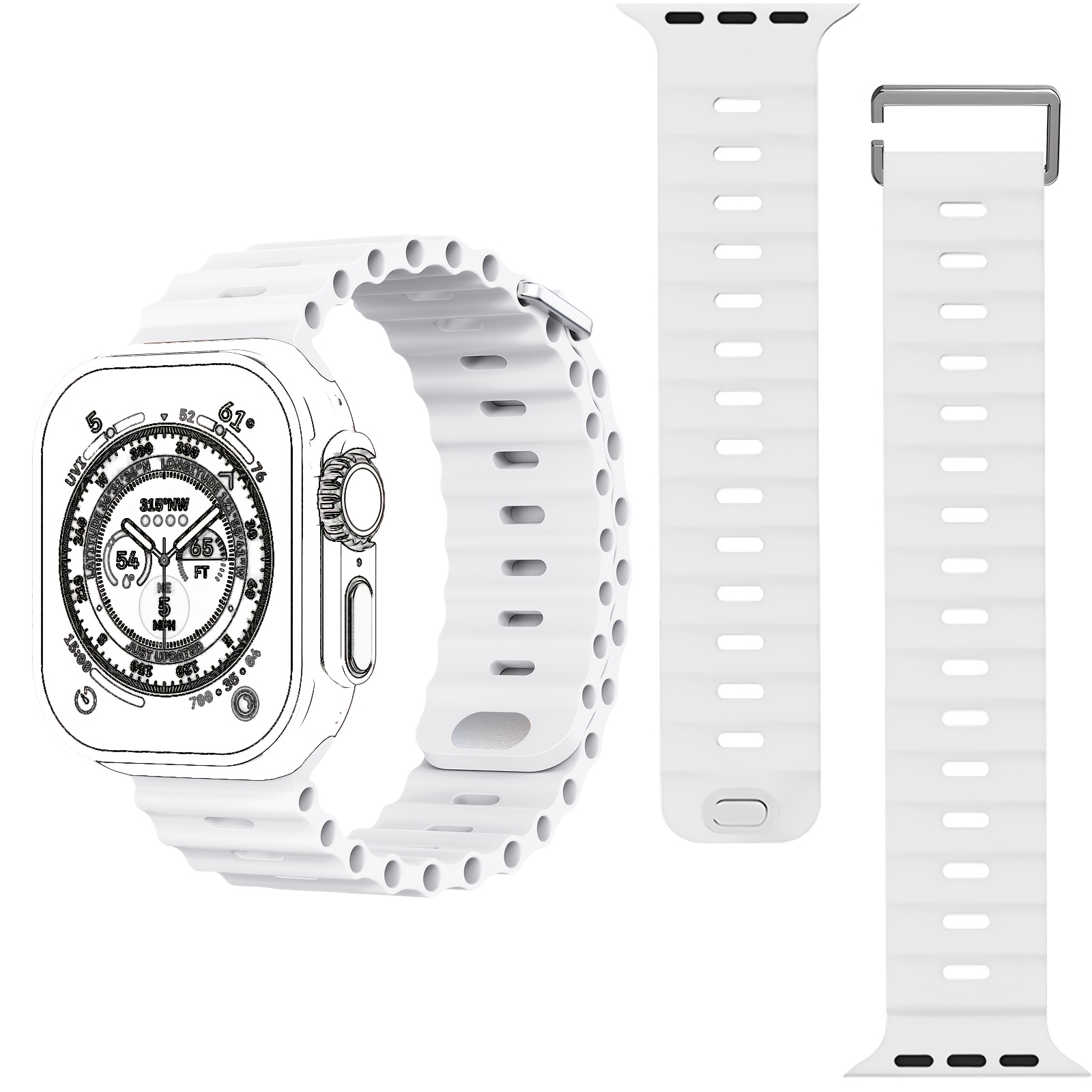 1pc Sport Ocean Silicone Strap, Suitable for Apple Watch Replacement Band, Compatible with 44u002F45u002F46u002F49u002F42u002F41u002F38mm Men'su002FWomen's iWatch Series 10 9 8 7 6 5 4 3 2 1 SE - Image 5