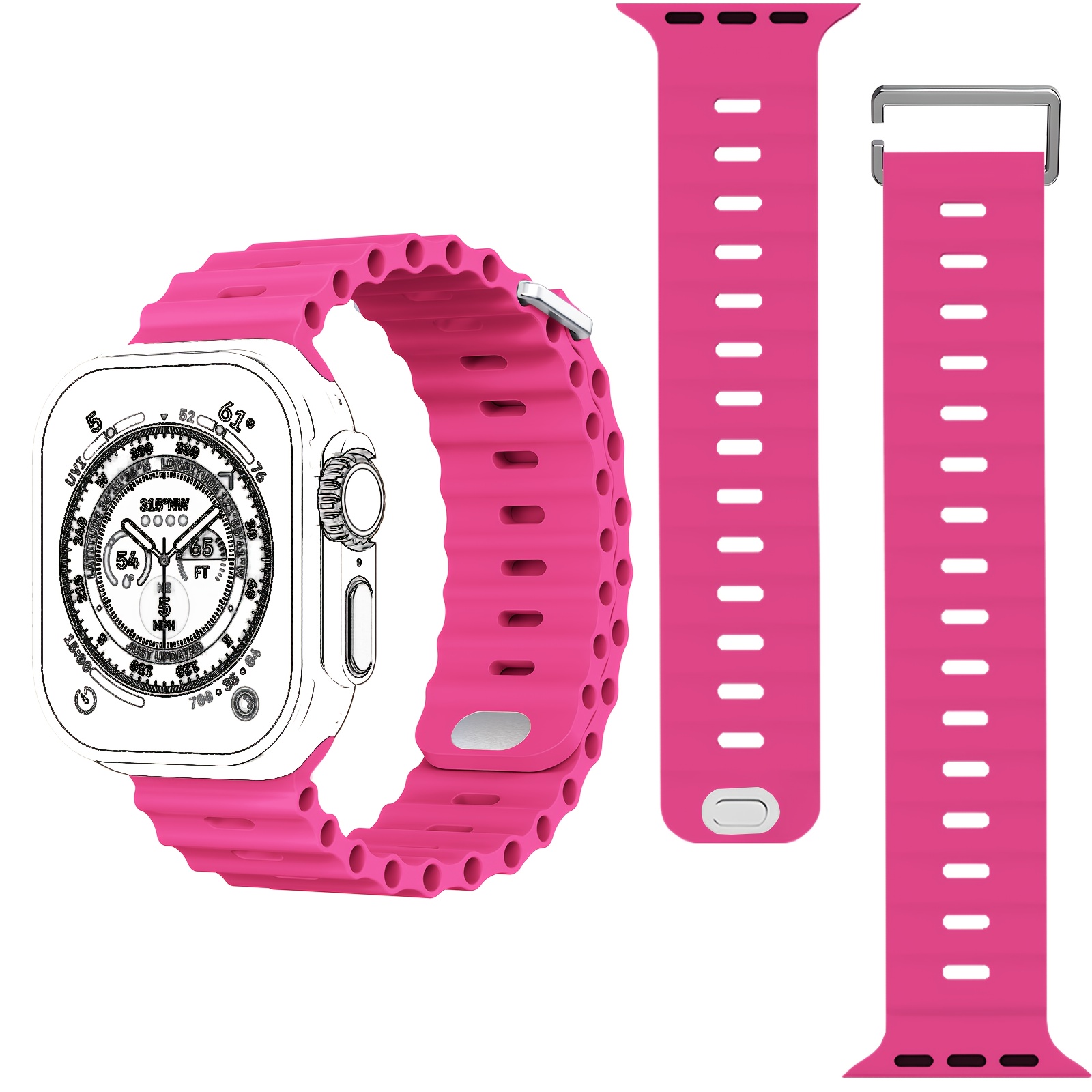 1pc Sport Ocean Silicone Strap, Suitable for Apple Watch Replacement Band, Compatible with 44u002F45u002F46u002F49u002F42u002F41u002F38mm Men'su002FWomen's iWatch Series 10 9 8 7 6 5 4 3 2 1 SE - Image 10