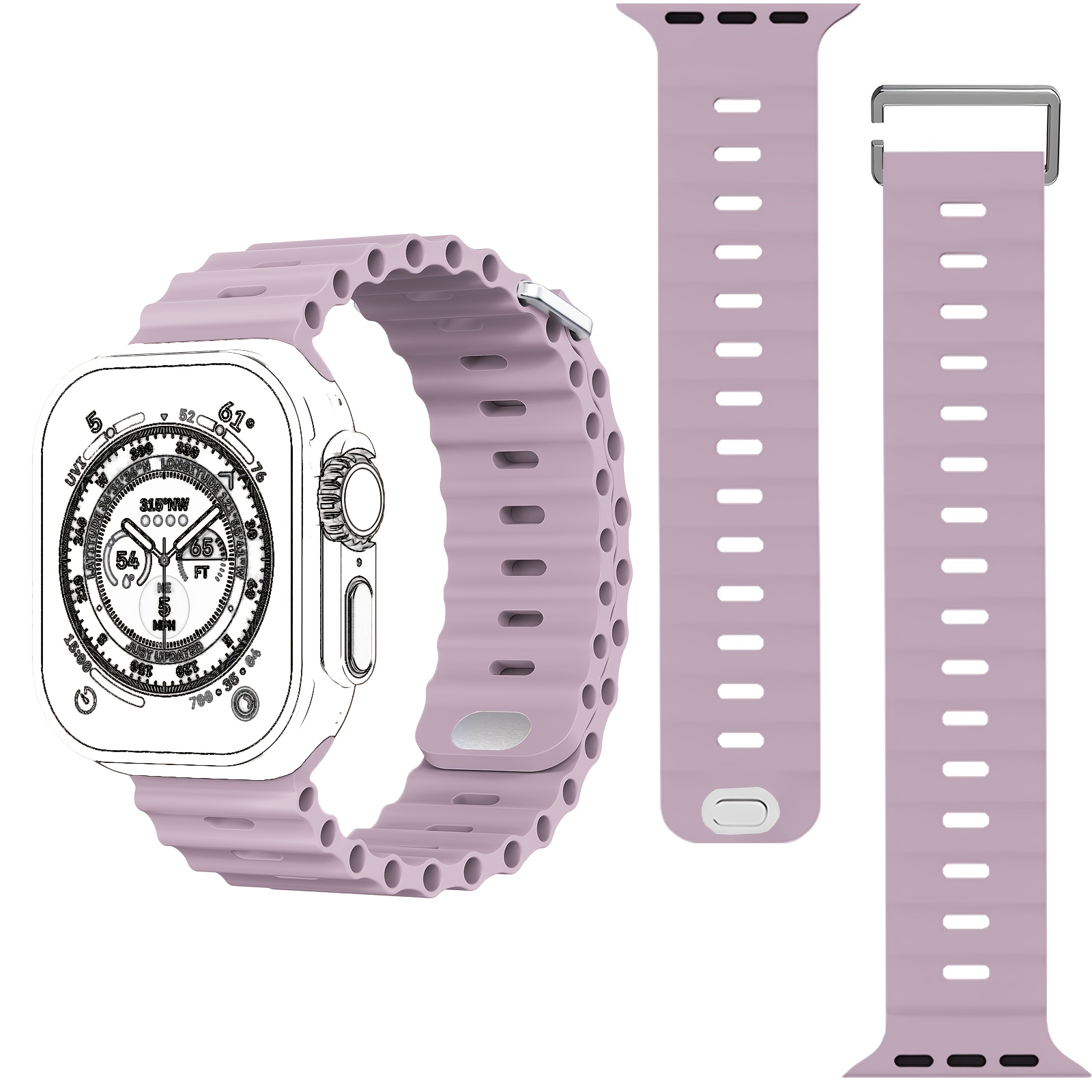1pc Sport Ocean Silicone Strap, Suitable for Apple Watch Replacement Band, Compatible with 44u002F45u002F46u002F49u002F42u002F41u002F38mm Men'su002FWomen's iWatch Series 10 9 8 7 6 5 4 3 2 1 SE - Image 26