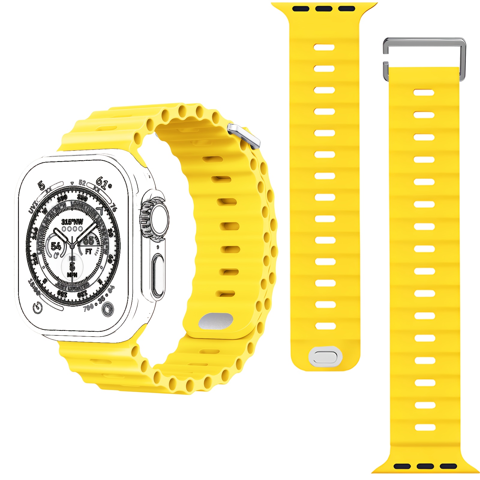 1pc Sport Ocean Silicone Strap, Suitable for Apple Watch Replacement Band, Compatible with 44u002F45u002F46u002F49u002F42u002F41u002F38mm Men'su002FWomen's iWatch Series 10 9 8 7 6 5 4 3 2 1 SE - Image 18