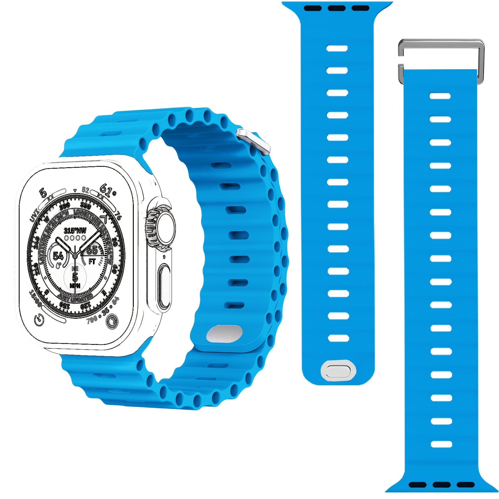 1pc Sport Ocean Silicone Strap, Suitable for Apple Watch Replacement Band, Compatible with 44u002F45u002F46u002F49u002F42u002F41u002F38mm Men'su002FWomen's iWatch Series 10 9 8 7 6 5 4 3 2 1 SE - Image 16