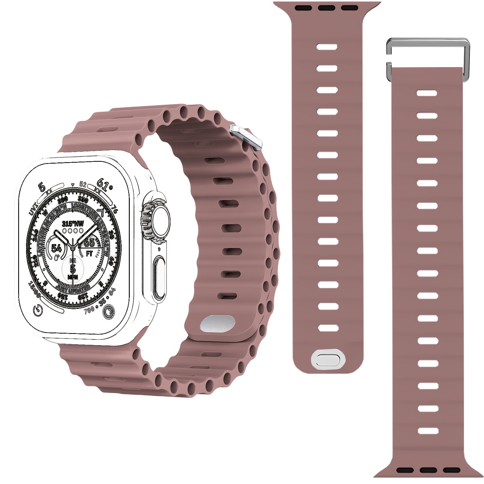 1pc Sport Ocean Silicone Strap, Suitable for Apple Watch Replacement Band, Compatible with 44u002F45u002F46u002F49u002F42u002F41u002F38mm Men'su002FWomen's iWatch Series 10 9 8 7 6 5 4 3 2 1 SE - Image 30