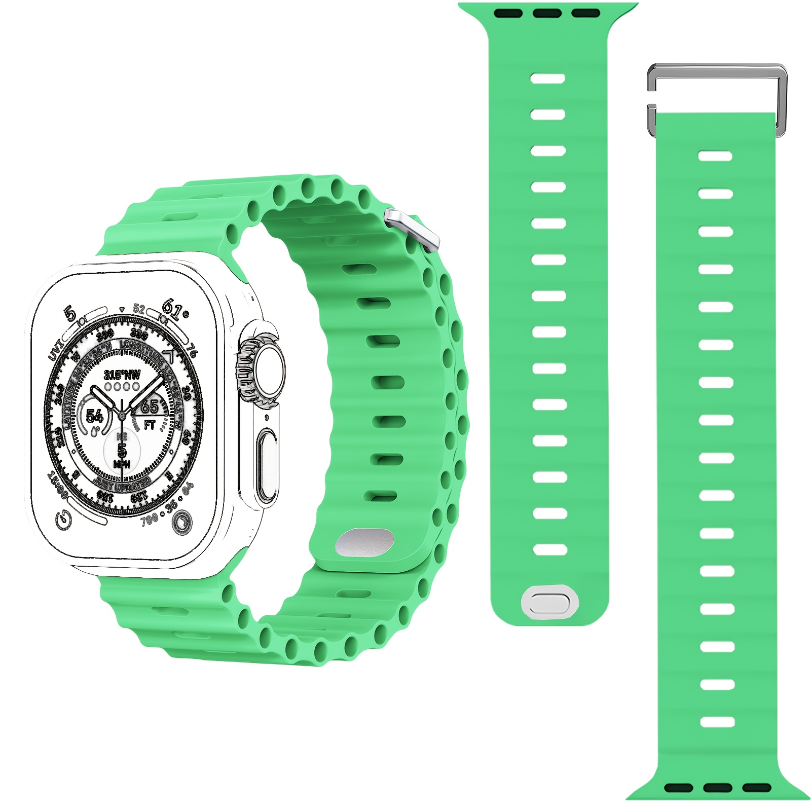 1pc Sport Ocean Silicone Strap, Suitable for Apple Watch Replacement Band, Compatible with 44u002F45u002F46u002F49u002F42u002F41u002F38mm Men'su002FWomen's iWatch Series 10 9 8 7 6 5 4 3 2 1 SE - Image 20