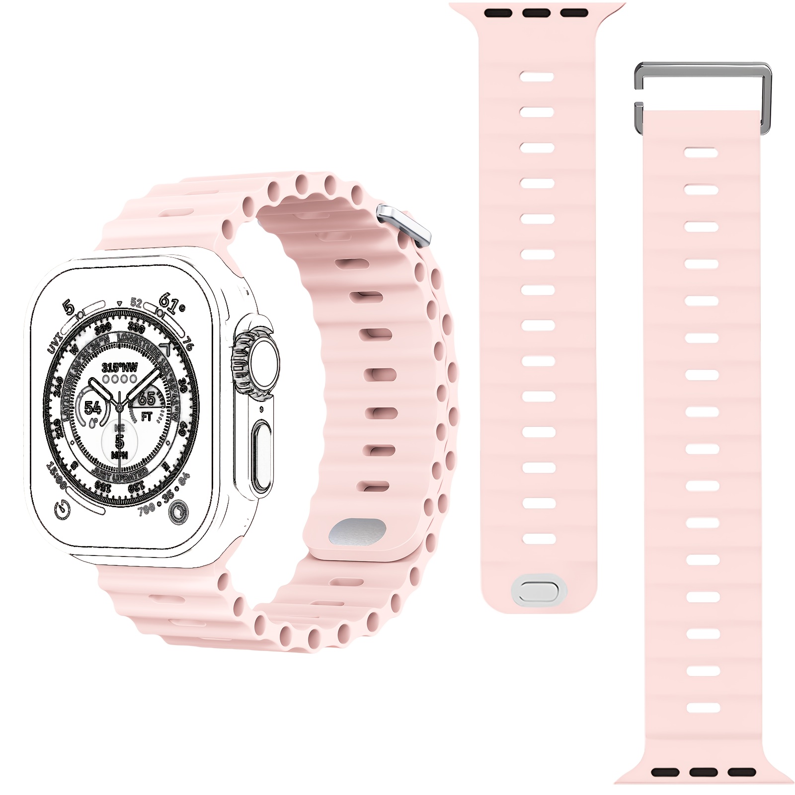 1pc Sport Ocean Silicone Strap, Suitable for Apple Watch Replacement Band, Compatible with 44u002F45u002F46u002F49u002F42u002F41u002F38mm Men'su002FWomen's iWatch Series 10 9 8 7 6 5 4 3 2 1 SE - Image 8