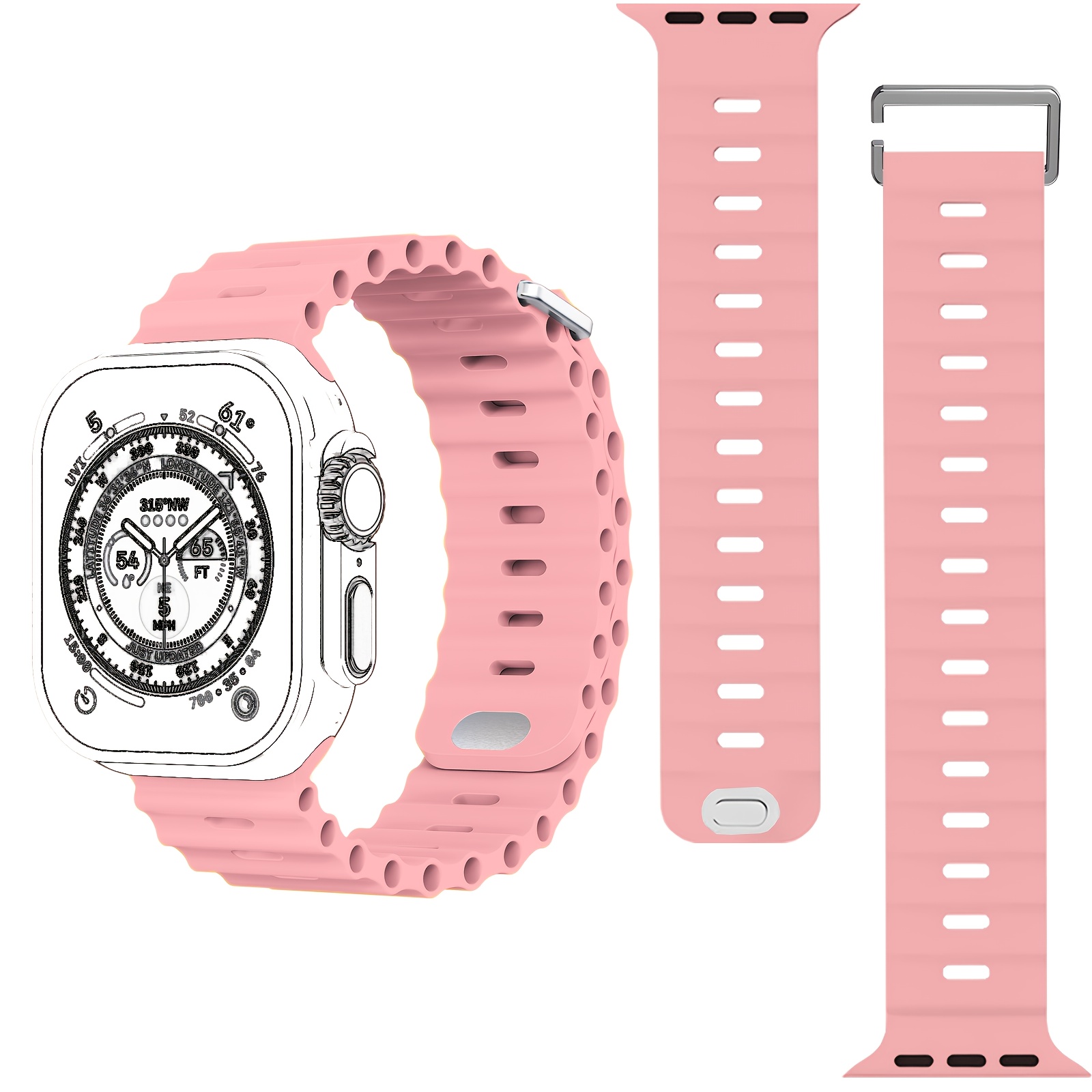 1pc Sport Ocean Silicone Strap, Suitable for Apple Watch Replacement Band, Compatible with 44u002F45u002F46u002F49u002F42u002F41u002F38mm Men'su002FWomen's iWatch Series 10 9 8 7 6 5 4 3 2 1 SE - Image 24